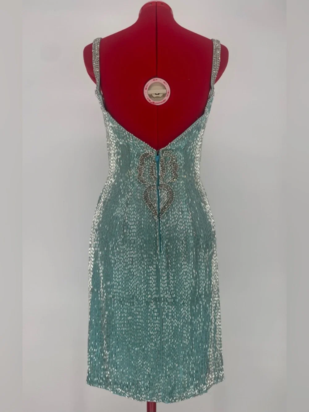 Temptations Sherri Hill Aqua Blue Heavily Beaded Mini Cocktail / Pageant Dress - Picture 9 of 17